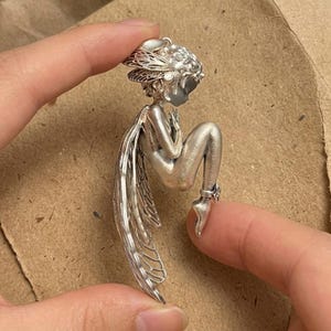 Silent Angel Pendant - Elegant Guardian Angel Necklace Pendant - Unique Filigree Wing Fairy Jewelry - Whimsical Resin Art Charm