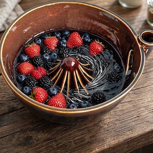 Ceramic Handcrafted Self Spinning Berry Washing Bowl, Pottery Fruit Strainer Colander, Artisan Green Kitchen Decor, Unique Housewarming Gift