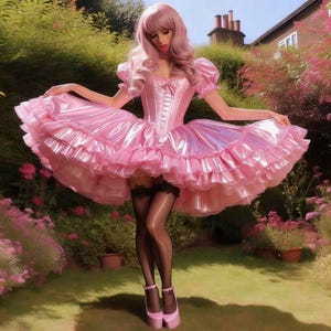 Pink Satin Ruffled Mini Dress: Custom Cosplay Ball Gown