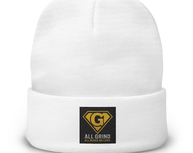 Embroidered Cotton Blend Beanie: Snug Fit Winter Hat