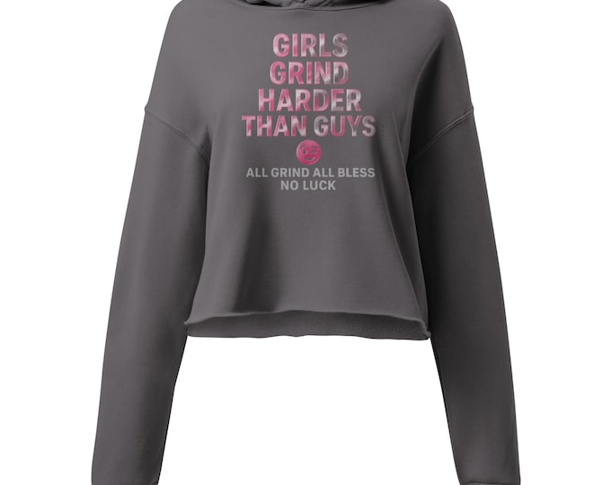 Raw Hem Crop Hoodie: Cotton Blend Fleece