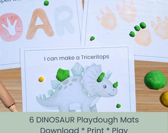 Dinosaurier Knetematten | Sensorische Lernaktivität (Printable A4)