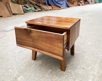Solid wood nightstand drawer small bedside table rustic bedroom furniture home decoration