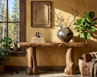 Live Edge consoletafel Smalle consoletafel massief houten consoleplank Teakhouten consoletafel hal bank moderne consoletafel nachtkastje