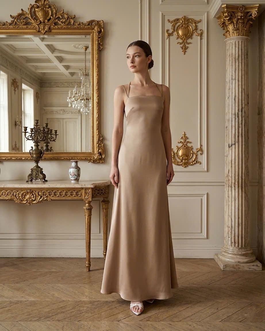 Champagne Gold Maxi Dress - Etsy