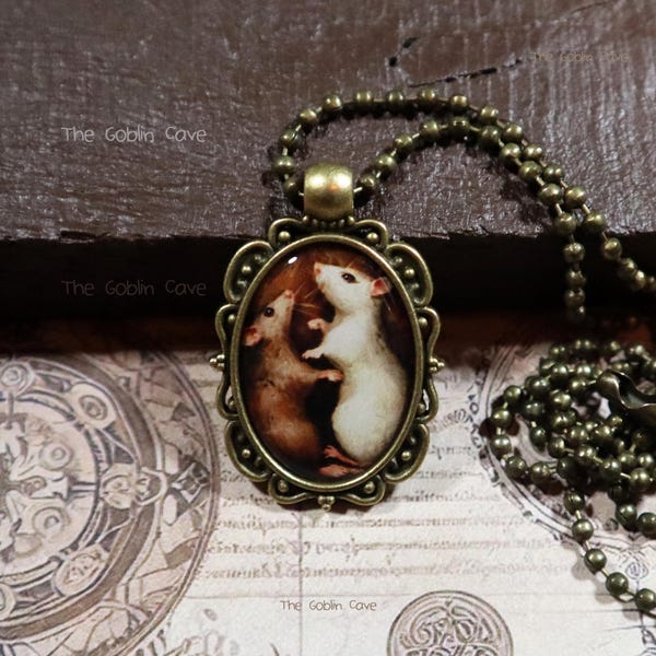 Rat Necklace, Bronze Pendant