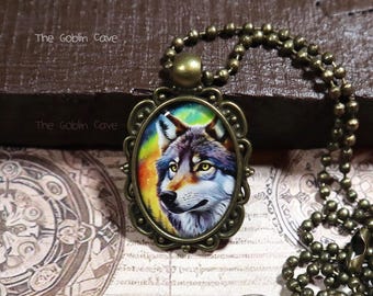 Wolf Halskette, Waldtier Schmuck, Bronze Anhänger