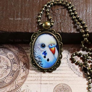 Parakeet Necklace, Bird Jewelry, Bronze Pendant