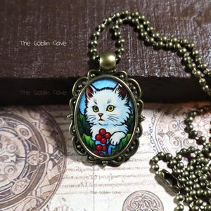 Cat Necklace, Christmas Jewelry, Bronze Pendant, Stocking Stuffer