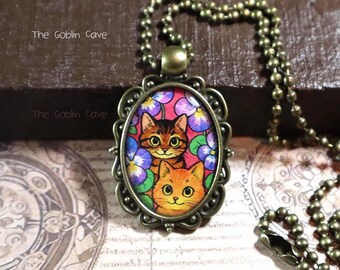 Halskette Katze, Tier Schmuck, Bronze Anhänger