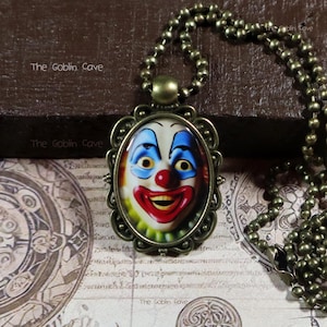 Collier clown, bijoux d&#39;anniversaire, pendentif en bronze