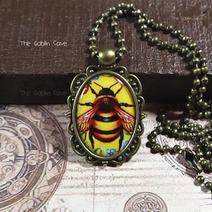 Bee Necklace, Insect Jewelry, Bronze Pendant