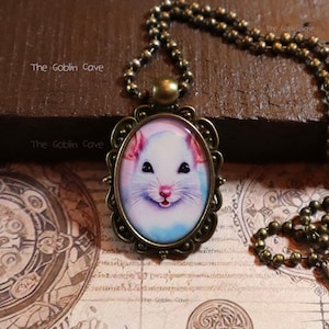Rat Necklace, Animal Jewelry, Bronze Pendant