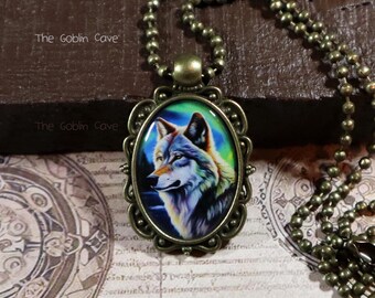 Wolf Halskette, Waldtier Schmuck, Bronze Anhänger