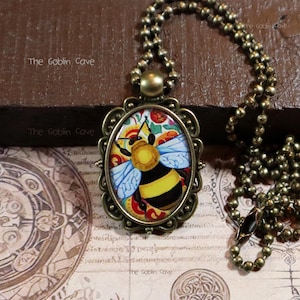 Bee Necklace, Insect Jewelry, Bronze Pendant