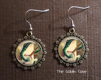 Frog Earrings, Banjo Jewelry