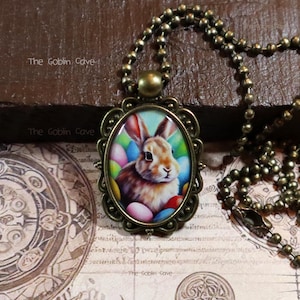 Rabbit Necklace, Easter Jewelry, Bronze Pendant