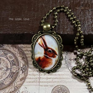 Rabbit Necklace, Animal Jewelry, Bronze Pendant