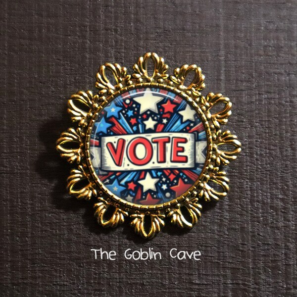 Vote Brooch Pin, Elections, Political Jewelry