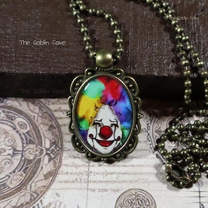 Collier clown, bijoux d&#39;anniversaire, pendentif en bronze