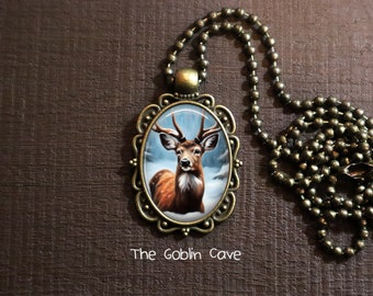 Deer Necklace, Woodland Jewelry, Bronze Pendant, Gift For Animal Lover