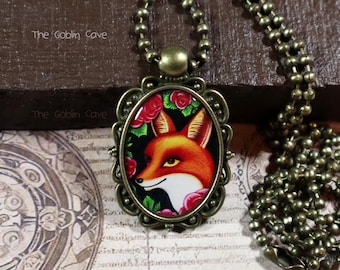 Fuchs Halskette, Tier Schmuck, Wald, Bronze Anhänger