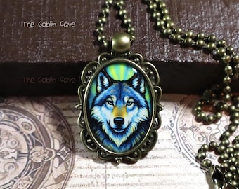 Wolf Halskette, Waldtier Schmuck, Bronze Anhänger