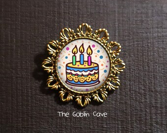 Birthday Cake Brooch Pin