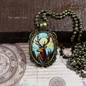 Deer Necklace, Woodland Jewelry, Bronze Pendant, Gift For Animal Lover
