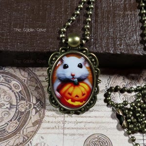 ネズミのネックレス、ハロウィンジュエリー、ブロンズペンダント