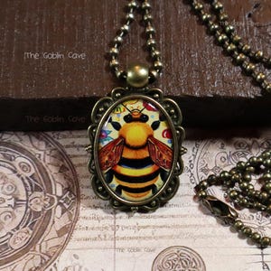 Bee Necklace, Insect Jewelry, Bronze Pendant