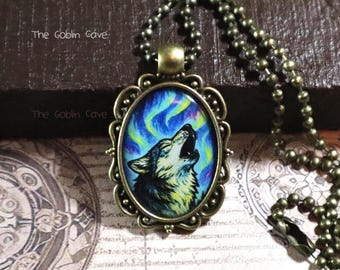 Wolf Halskette, Waldtier Schmuck, Bronze Anhänger