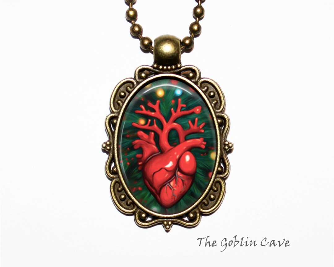 Anatomical Heart Necklace Gothic Jewelry Bronze Pendant Etsy