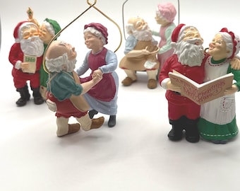 Vintage Hallmark Mr. & Mrs. Claus Ornament Set (1986-1989 Lot of 4)