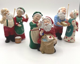 Vintage Hallmark Keepsake Ornaments, Mr. & Mrs. Claus (1990-1992 Lot of 3)