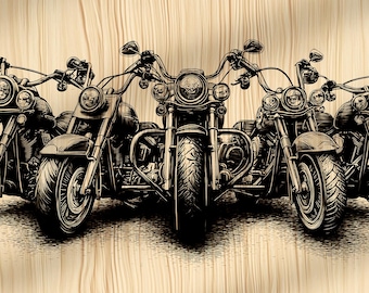 Motorcycle Fleet PNG | American Motorcycle | Wood and Laser Engraving File | CNC files | Cottagecore Decor | Digital Download