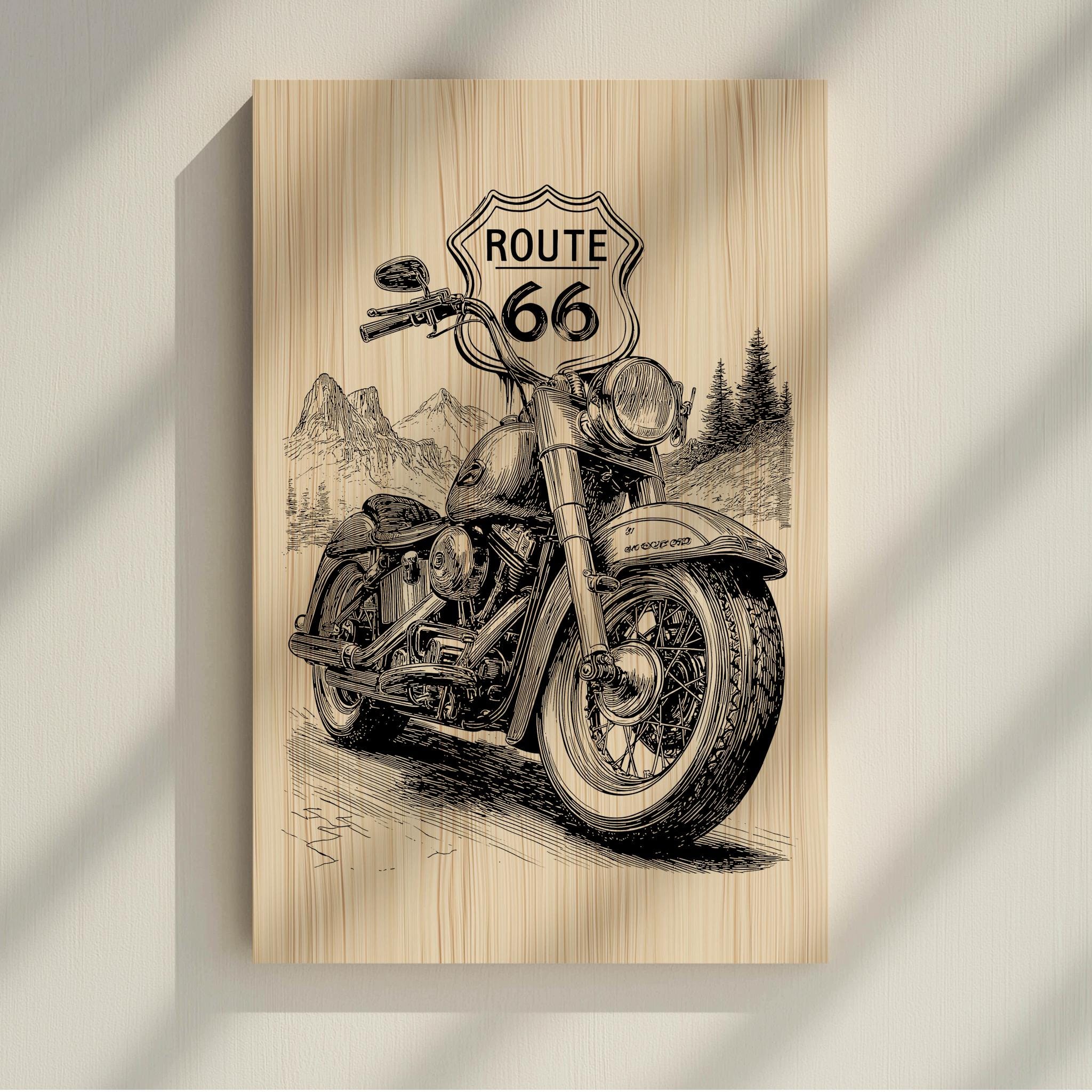 Motorcycle and Route 66 Laser Engraving File, Biker Road Trip PNG ...