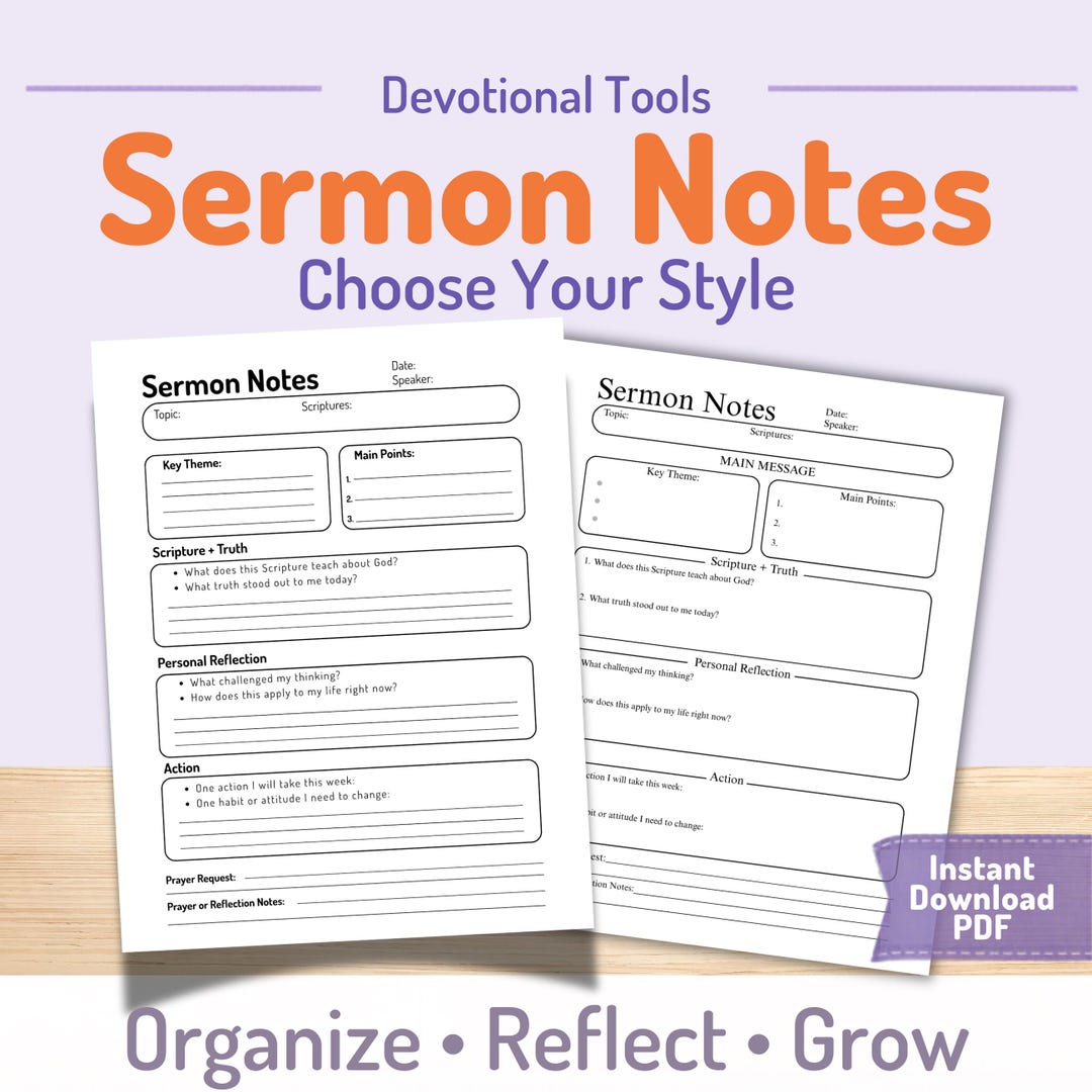 Sermon Notes Printable | Bible Study Notes | Christian Devotional ...