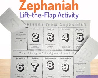 Zephaniah Bible Lesson Activity for Kids | Sunday School Craft Printable | Lift-the-Flap (10 Lessons)