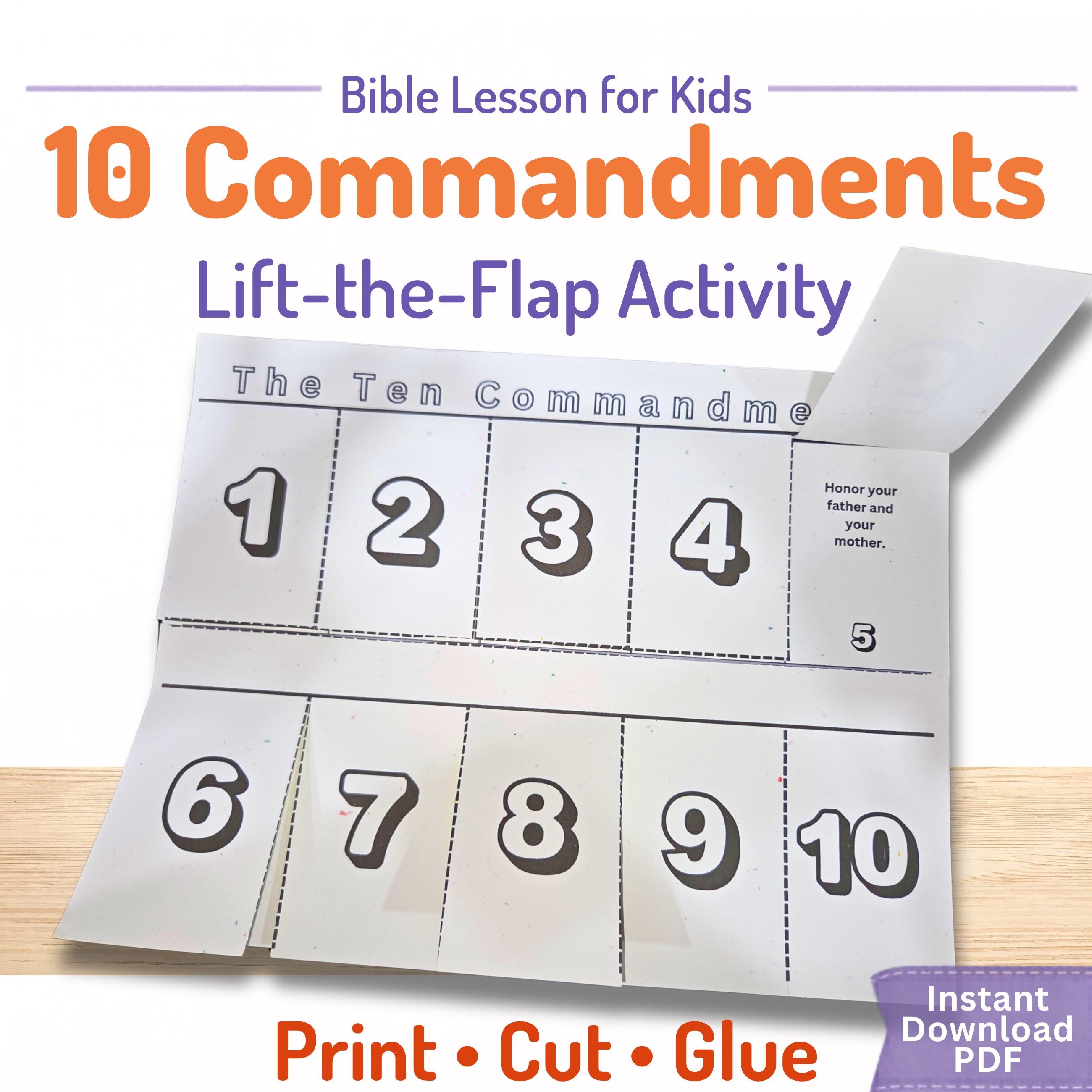 Ten Commandments Activity for Kids | Bible Craft Printable PDF ...