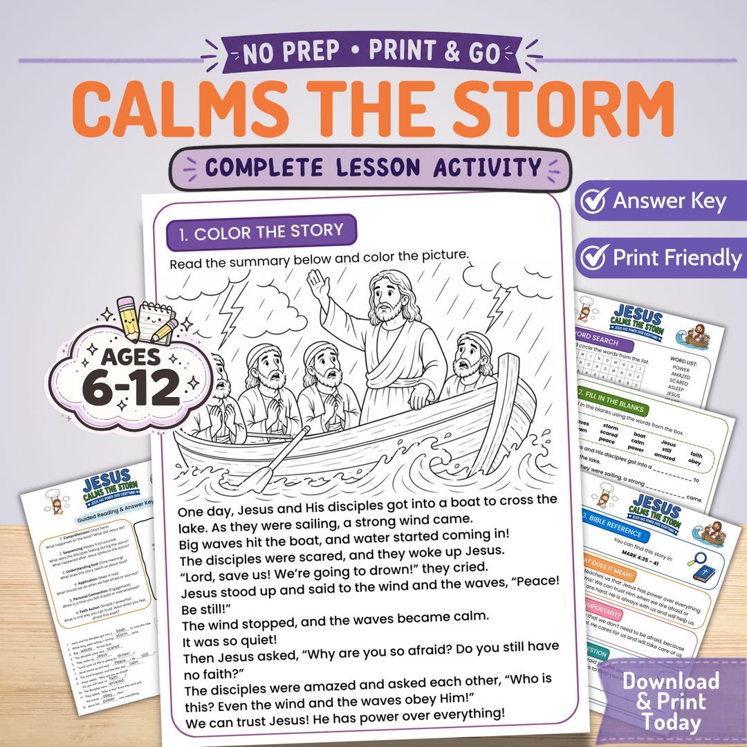 Understanding Jesus Calms the Storm | Bible Lesson Activity for Kids ...