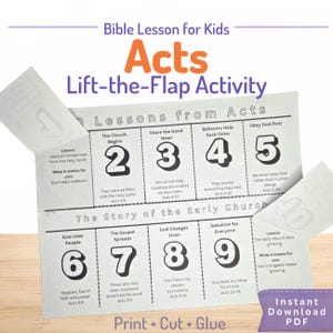 Acts Bible Lesson Activity for Kids | Sunday School Craft Printable | Lift-the-Flap (10 Lessons)