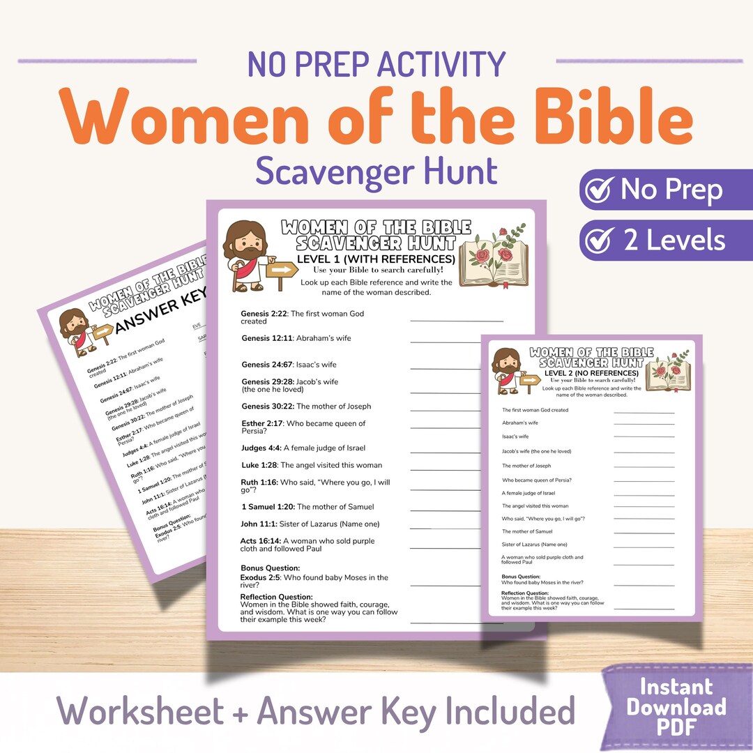 Women of the Bible Scavenger Hunt Printable | Kids Bible Activity (2 ...