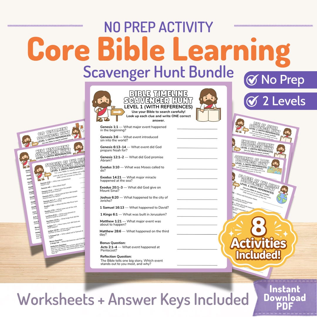 learn cursive & solve puzzles - bible learning for... Core Bible Learning Bundle for Kids | 8 Bible Scavenger Hunts Printable ...