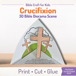 Manualidad bíblica de la crucifixión para niños / Diorama imprimible / Actividad de Semana Santa / PDF para la escuela dominical