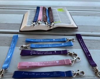 Christliches Schlüsselbund Armband - Schrift Lanyard - Zufälliger Bibelvers - Glaubensgeschenk, Strumpf Stuffer