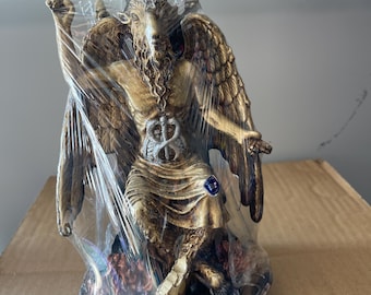 9 inch Baphomet gold sentado