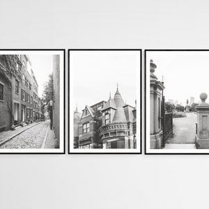 Boston Set of 3 Black and White Photography Prints Collection, Boston Vertical Photography Prints Wall Art