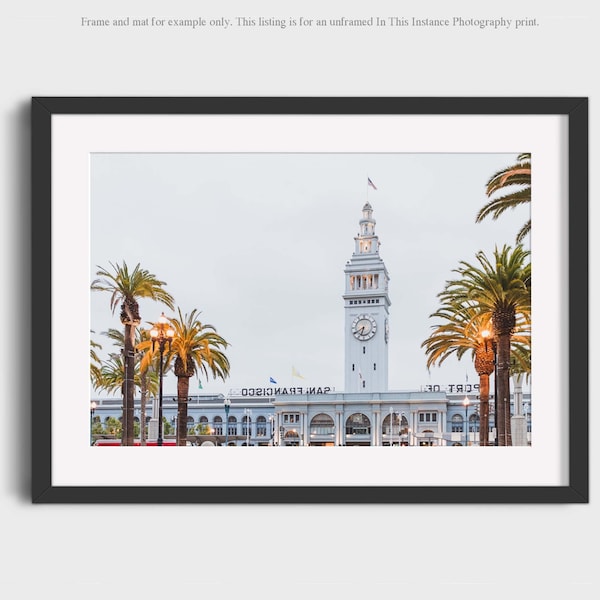 San Francisco Photography, The Ferry Building Architecture Iconic Palm Trees Pastel Blue California Neutral Urban Photo Prints Wall Art