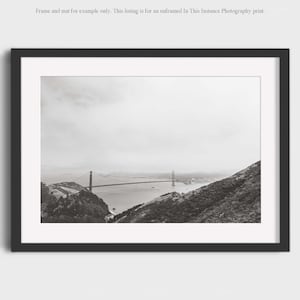 San Francisco Photography Print, Marin Headlands Golden Gate Bridge Black and White Wall Art